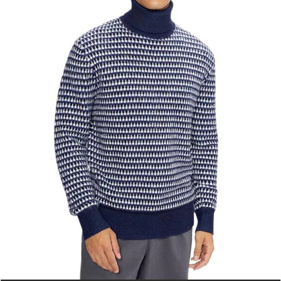 Ted Baker NWT Navy Blue Riber Roll Neck Wool Jumper Turtleneck Sweater Sz 6 XXL - Picture 1 of 10